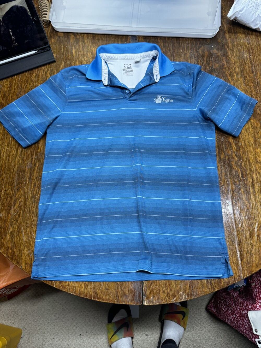 Sawgrass Country Club Cutter Buck Blue Stripes Golf Polo Men's Size Medium